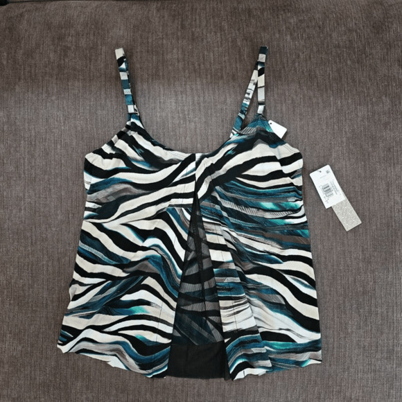 NWT Amoressa Women's Swimwear Swing Underwire Bra Mesh Inset Tankini Top Size 10 - Picture 11 of 14